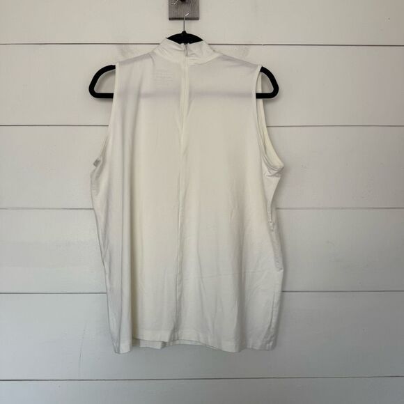 Chico’s Women’s 3 White The Ultimate Tee Turtleneck Sleeveless Top - Picture 4 of 5